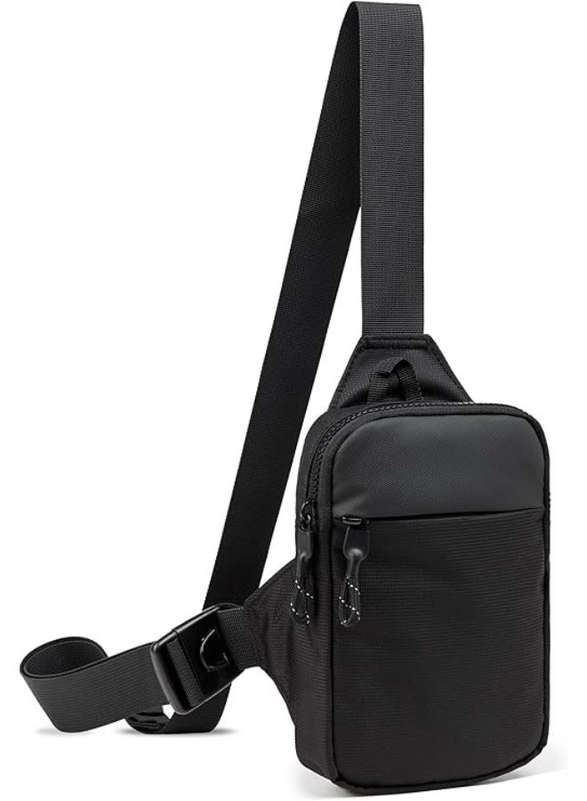 Mini Sling Bag for Men and Women, Small Crossbody Bag Trendy, Casual Waterproof Phone Chest Bag for Runner Travel, Black, Small, Sling Backpacks - Image 1